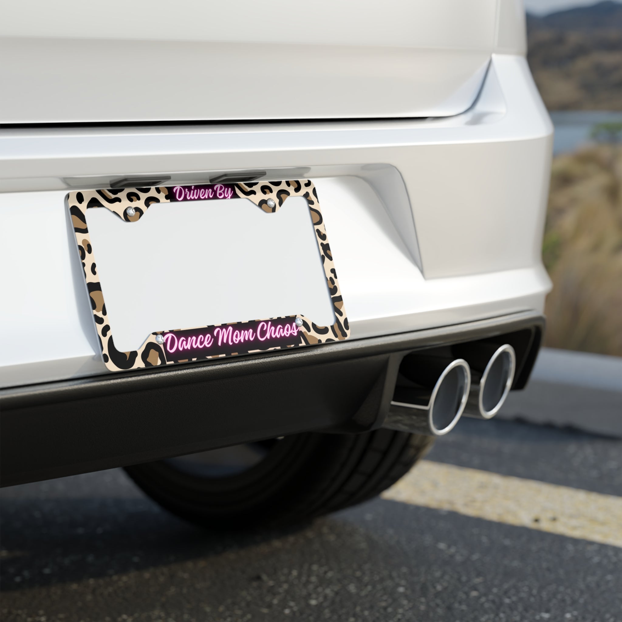 Driven By Dance Mom Chaos Leopard Print Metal License Plate Frame