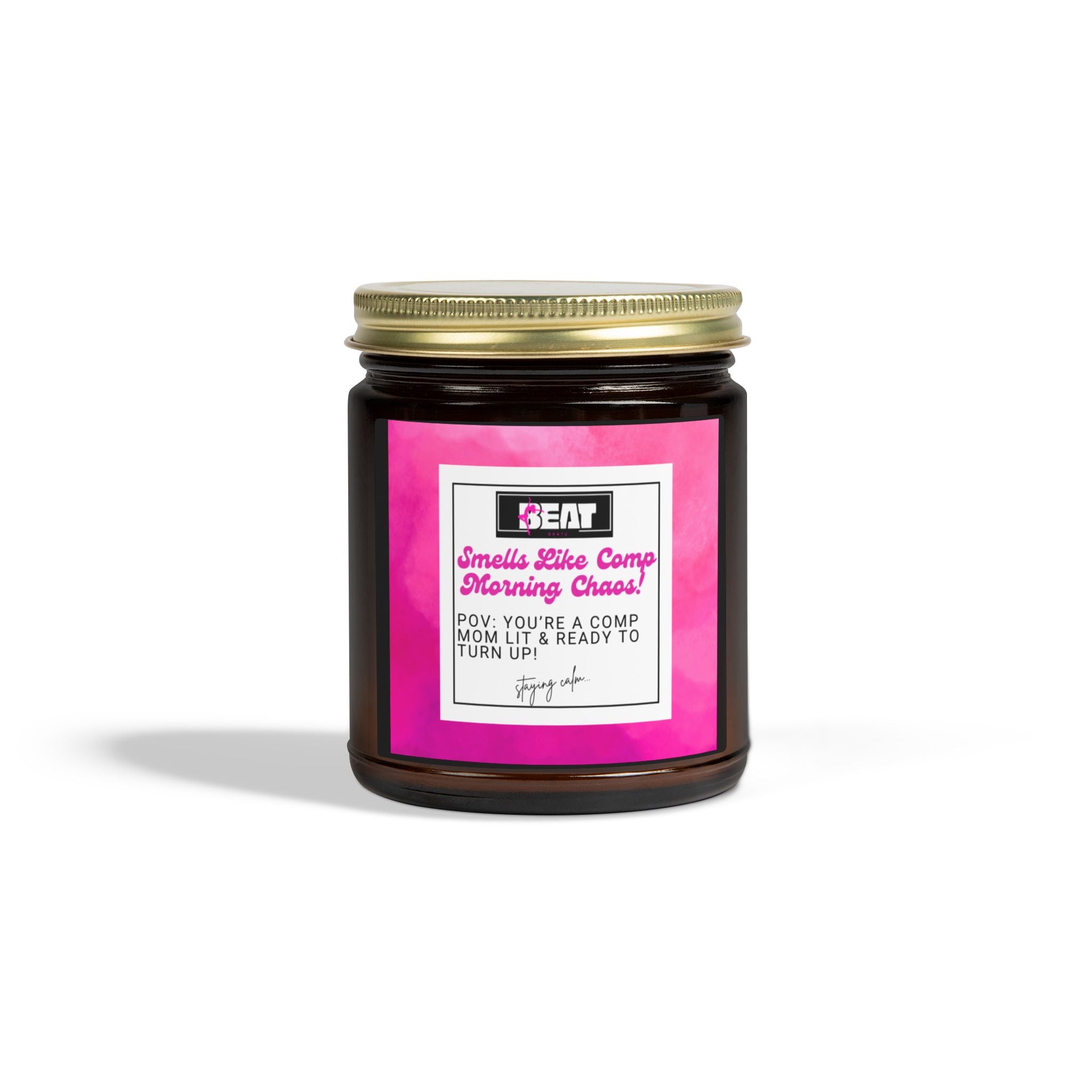 dance mom Coconut Apricot Wax Candle (4oz & 9oz) — Pink Label Scented Jar