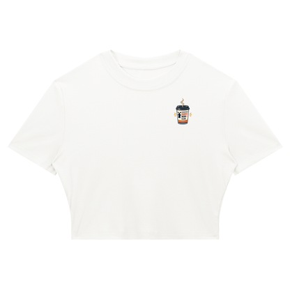 Exhausted But Caffeinated Dance Mom Ribbed Crop Tee