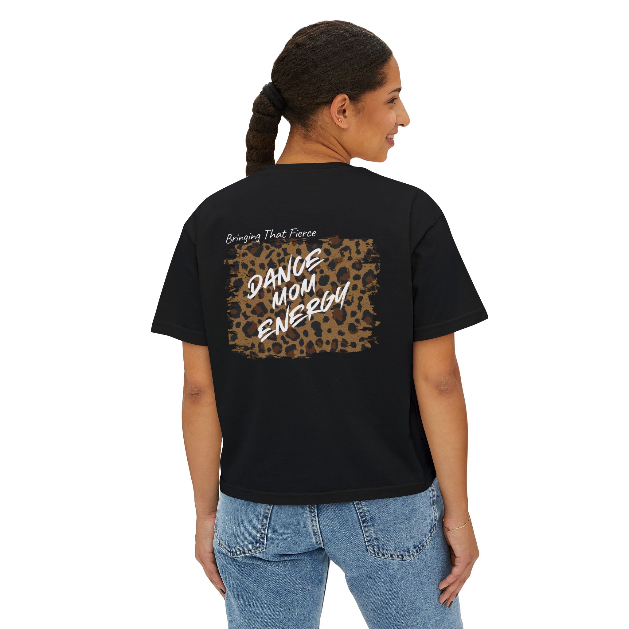 Dance Mom Energy Beat Bratz Crop Tee— Leopard  Print
