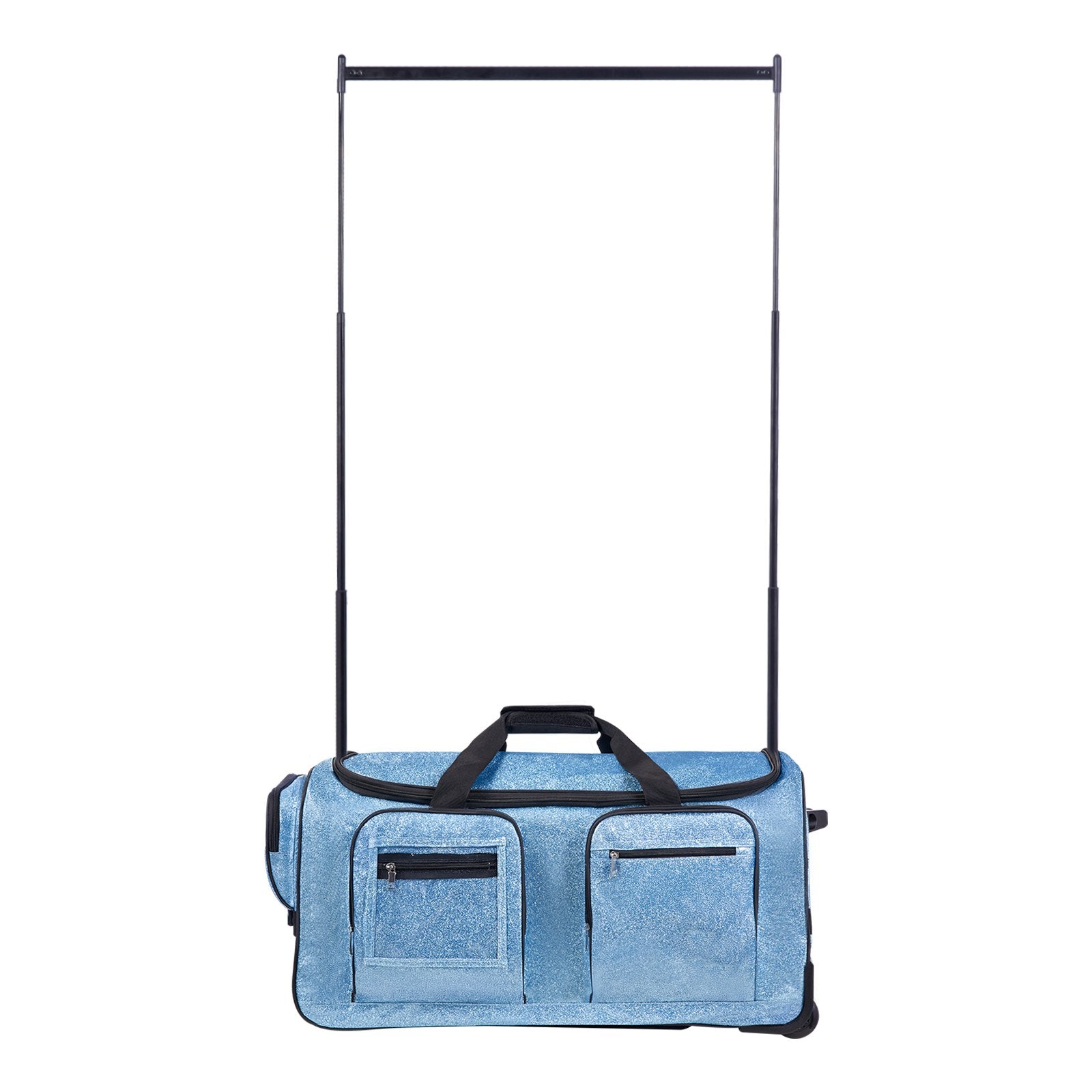 Blue Dance competition Bag With Garment Rack, 29 Inch Rolling Dance Duffel, With Wheels & USB Port